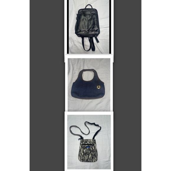 Tignanello Black Leather Backpack Handbag Purse- The Sak Purse - Cavu -Lot Of 3 - Picture 1 of 16